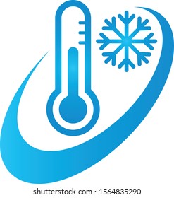 Thermometer and snowflake, temperature logo