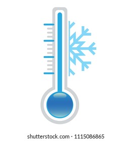  thermometer and snowflake vector icon meaning  -  illustration symbol measurement cold weather.