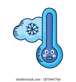 termómetro con diseño de ilustración vectorial de caracteres kawaii de nevowscape