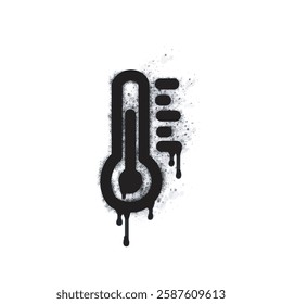 Thermometer spray icon isolated on white background. Thermometer graffiti icon sprayed in black on a white background. Vector illustration.
