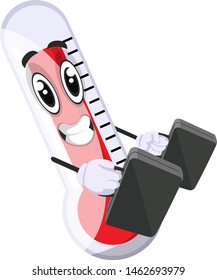Termómetro con estuche de traje, ilustración, vector sobre fondo blanco.