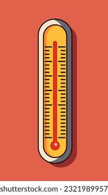 Thermometer. Summer icon. Vector clipart isolated on a beige background.