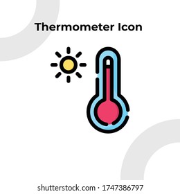 Thermometer mit Sonnensymbol mit ausgefülltem Outline-Stil, Vector bearbeitbar 