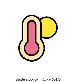 Thermometer, sun icon. Simple color with outline vector elements of vacation icons for ui and ux, website or mobile application