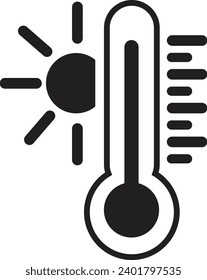 Termómetro con imágenes vectoriales de icono solar.