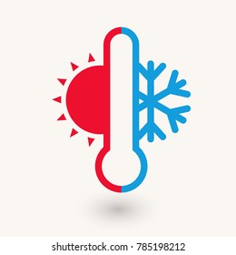 Thermometer sun and snow vector illustration isolated on light background