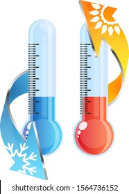 Thermometer sun and snowflake air conditioning and heating design