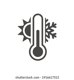 Thermometer with sun and snowflake icon. Vector weather or meteorology symbol.