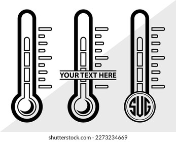 Thermometer SVG Monogram Vector Illustration Silhouette