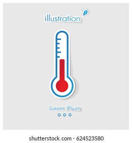 Thermometer Symbol ,Paper Art, Temp, Vector design element illustration