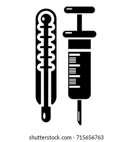 Thermometer syringe icon . Simple illustration of thermometer syringe vector icon for web design isolated on white background
