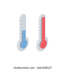 Thermometer temperature cold hot. Vector 3d isometric, color web icon, new flat style. Creative illustration design, graphic idea for infographics.