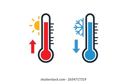 Thermometer temperature up and down icon vector