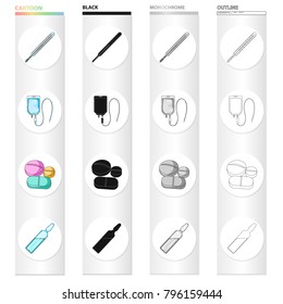 Thermometer, temperature, dropper, and other web icon in cartoon style.Medicine, hospital, polyclinic, icons in set collection.