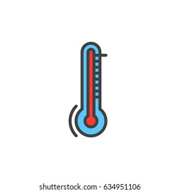 Thermometer, temperature filled outline icon, line vector sign, linear colorful pictogram. Symbol, logo illustration. Pixel perfect
