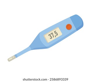 Thermometer for Temperature Measure as Cold and Flu Treatment Vector Illustration