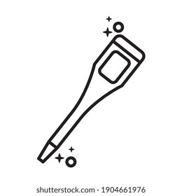 thermometer temperature measure with covid19 line style icon vector illustration design