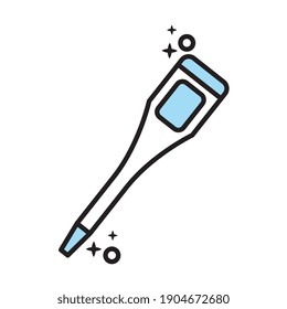 thermometer temperature measure with covid19 line and colors style icon vector illustration design