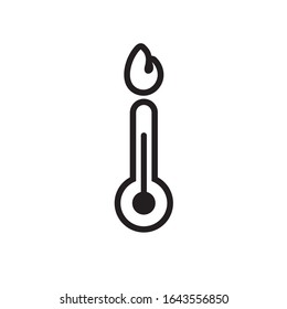 thermometer temperature measure with flame line style vector illustration design