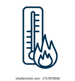 Thermometer temperature measure with flame line style vector illustration design. Tool with fire. Editable stroke