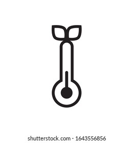 thermometer temperature measure with leafs line style vector illustration design