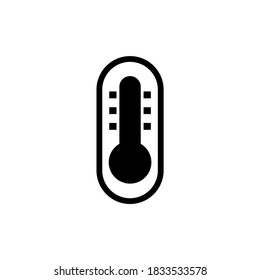 Termómetro, Medidor De Temperatura. Icono de vector plano. Sencillo símbolo negro sobre fondo blanco. Termómetro, plantilla de diseño de signos del medidor de temperatura para elementos de interfaz de usuario web y móvil