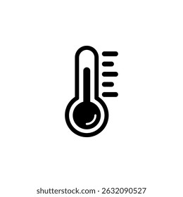 Thermometer, Temperature Measurer Meter Solid Flat Vector Icon Isolated on White Background.