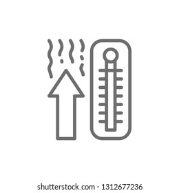 Thermometer, temperature rise line icon.
