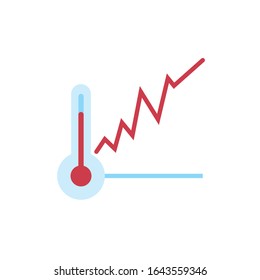 temperatura del termómetro con estadísticas de diseño gráfico de forma plana vectorial