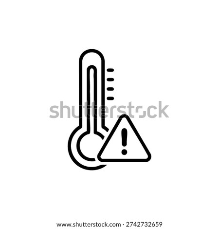 Thermometer temperature warning icon black and white weather alert vector illustration
