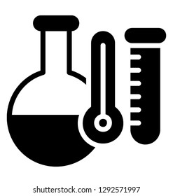 Thermometer with test tube and flask denoting icon for lab testing