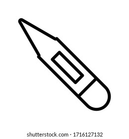 Icono de línea delgada termómetro aislado en el vector EPS de fondo blanco
