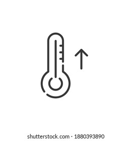 Thermometer Thin Line Icon. Rise Temperature. Isolated Weather Vector Illustration