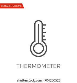 Thermometer Thin Line Vector Icon. Flat Icon Isolated on the White Background. Editable Stroke EPS file. Vector illustration.