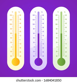 Termómetro tres opciones parte 2. Iconos y objetos vectoriales. Ilustración vectorial