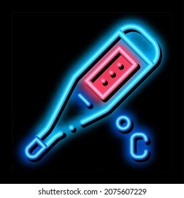 Herramienta Termómetro vector de señal de luz de neón. Icono brillante señalización de la herramienta Termómetro. ilustración de símbolo transparente