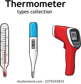 thermometer types collection vector illustration