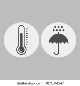 Thermometer and umbrella flat vector icons