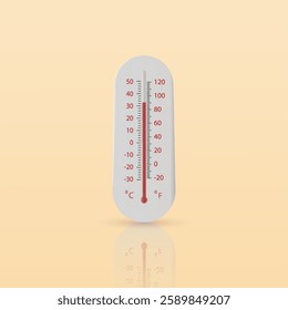 A thermometer used to measure temperature, displaying the temperature in both Celsius (°C) and Fahrenheit (°F).