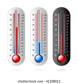 Thermometer. Vector. Celsius and Fahrenheit.