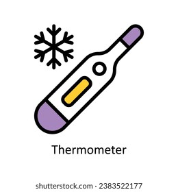 Ilustración de diseño de contorno relleno del vector termómetro. Símbolo del archivo EPS 10 de fondo blanco
