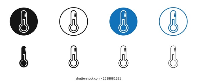 Icono del Vector del termómetro en colores negros y azules