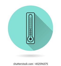 Thermometer vector icon. Black Illustration isolated on green background for graphic and web design.