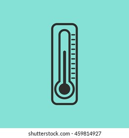 Thermometer vector icon. Black illustration isolated on green background for graphic and web design.