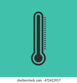 Thermometer vector icon. Black illustration isolated on green background for graphic and web design.