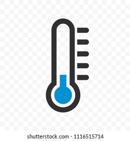 Icono vector termómetro con escala azul de baja temperatura para el tiempo o la medicina