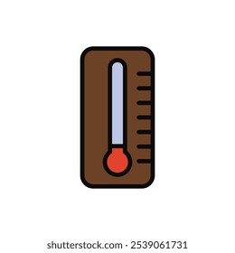 Icono del Vector del termómetro. Ilustración Doodle - dispositivo de medición de temperatura de estilo retro con una escala. Estación fría, cambio climático, concepto de invierno