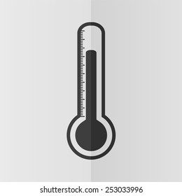 Thermometer vector icon. Effect of folded paper. Flat design