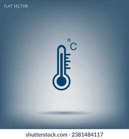 Icono plano de la ilustración del icono del vector del termómetro.