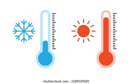 Thermometer vector icon illustration. Hot and cold temperature for summer and winter design concept.